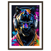 Panther In Headphones And Glasses