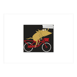 Cartoon Dog Marty cycling with Pizza (Print Only) thumbnail