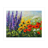 Radiant Summer Wildflower Meadow Oil Painting (Print Only)