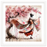 Geisha Under Cherry Blossoms In Motion thumbnail