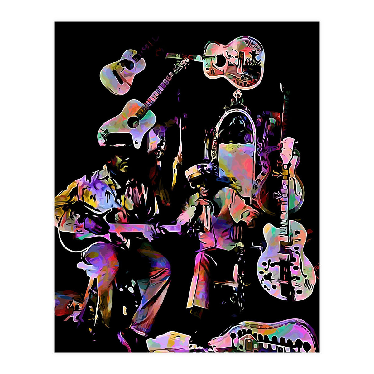 Cool John Ferguson And Captain Luke Blues Musician Legend Colorful (Print Only)