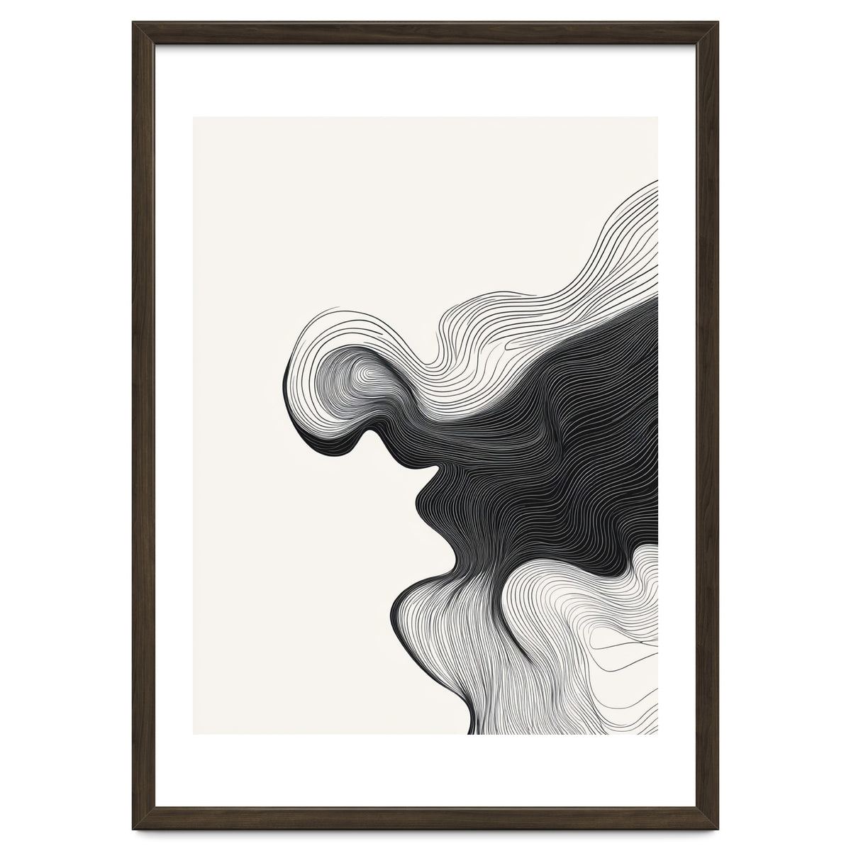 Abstract Black And White Wavy Lines Flowing Organic Shape