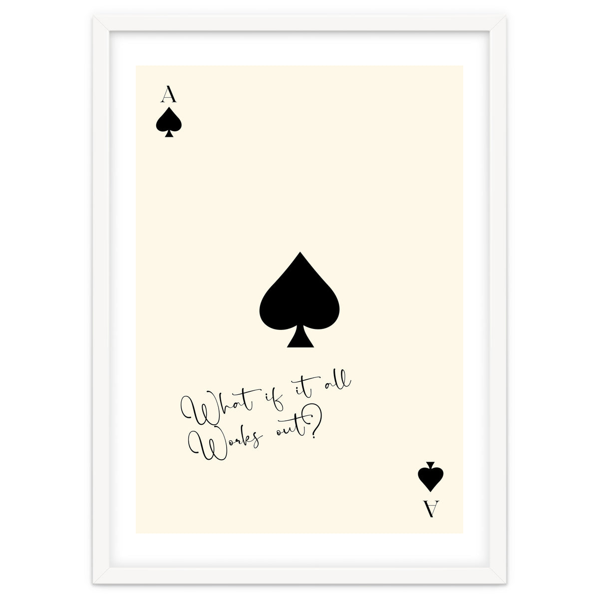 Ace of Spades Motivational Card Print, What If It All Works Out Poster