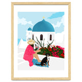 Greek Staycation, Pets Santorini Tropical Summer Travel, Dog White Buildings Architecture Fashion Bohemian thumbnail