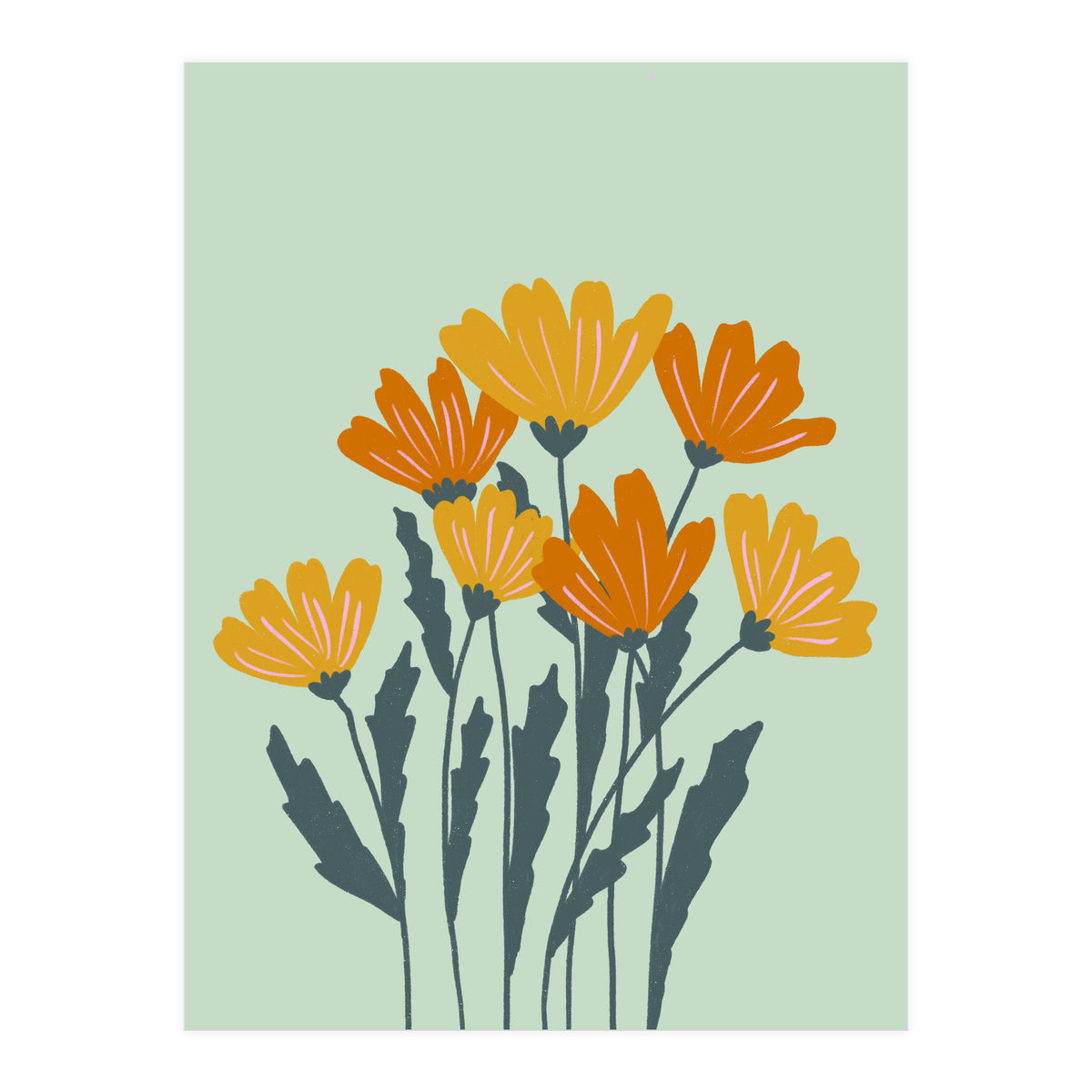 Orange and Yellow Flowers (Print Only)
