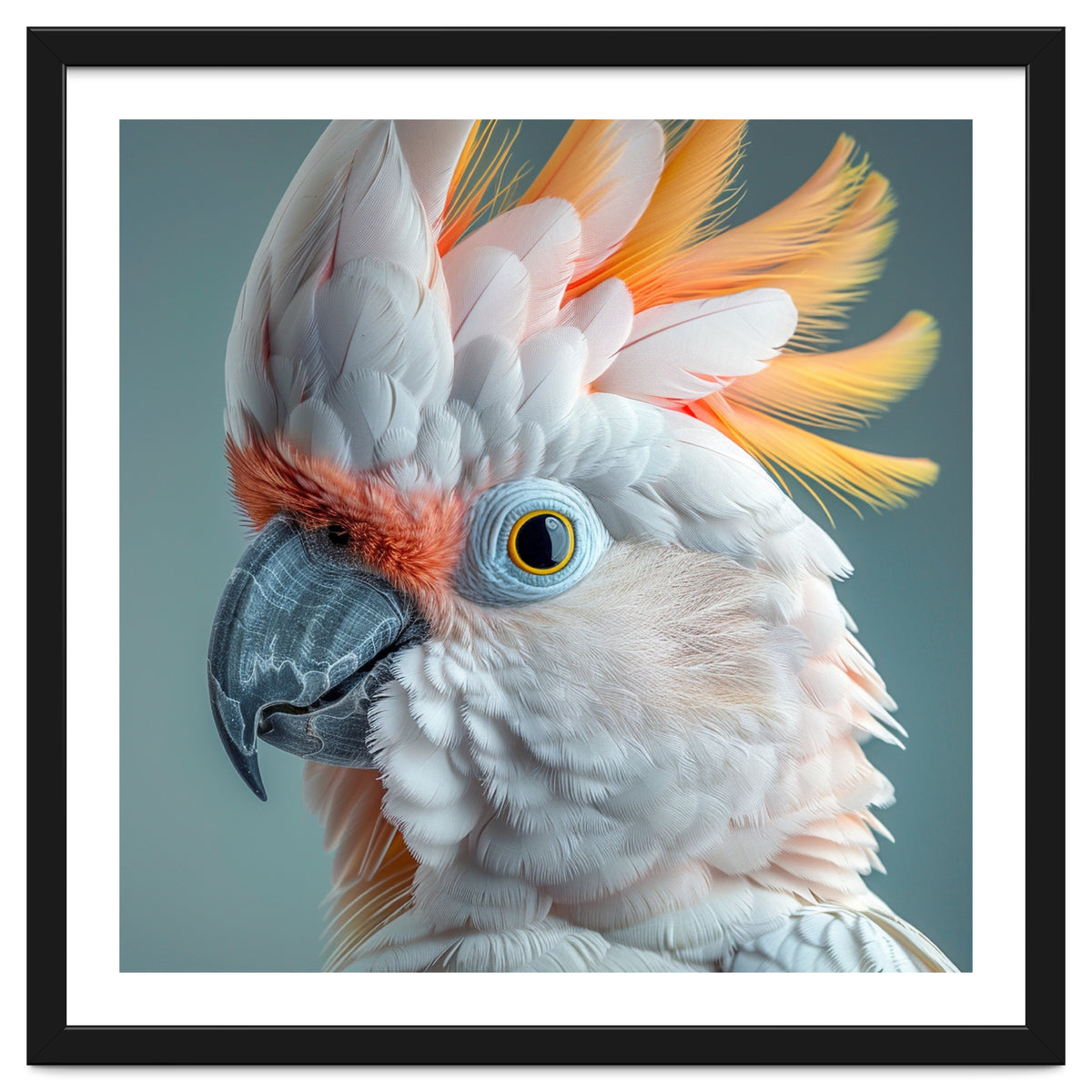 Salmon Crested Cockatoo Close Up Portrait