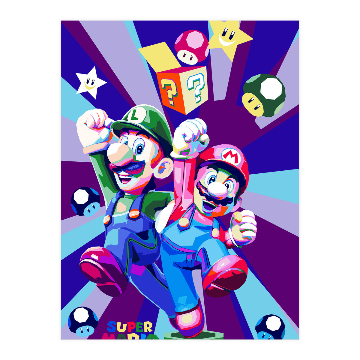 Mario Luigi Popart Cartoon Pop Art (Print Only)