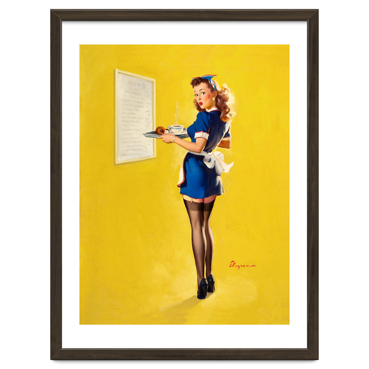 Pinup Sexy Waitress Looking Back