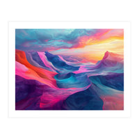 Vibrant Abstract Mountain Landscape at Sunset (Print Only)