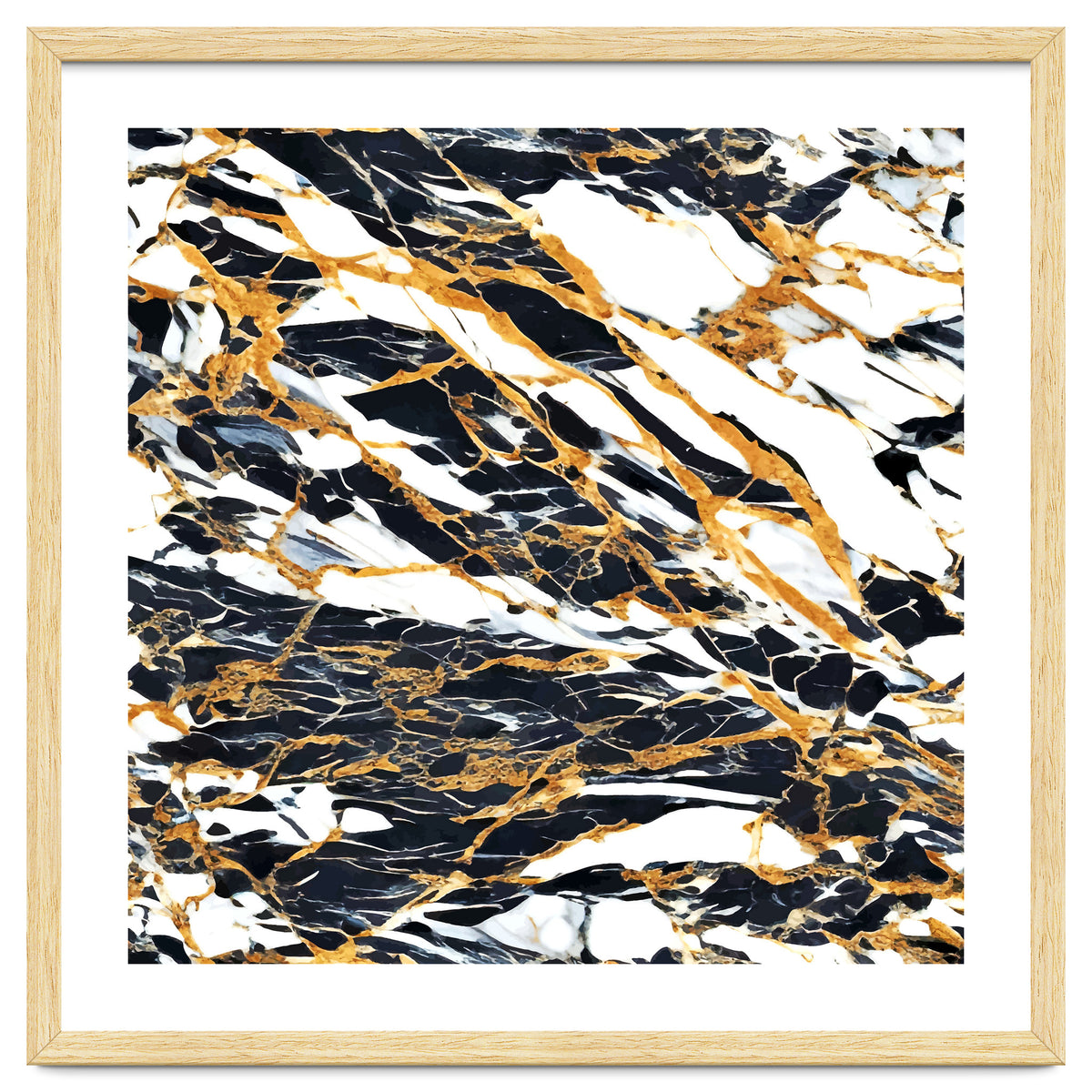 Painted Black Gold & White Marble, Luxe Exotic Eclectic Texture Pattern, Precious Stones Painting