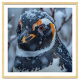 Penguin In Snow Falling Close Up Portrait thumbnail