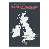 UK & Ireland Map of Alien First Contacts in Movies (Print Only)