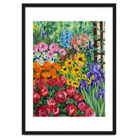 Vibrant Summer Cottage Garden Oil Painting