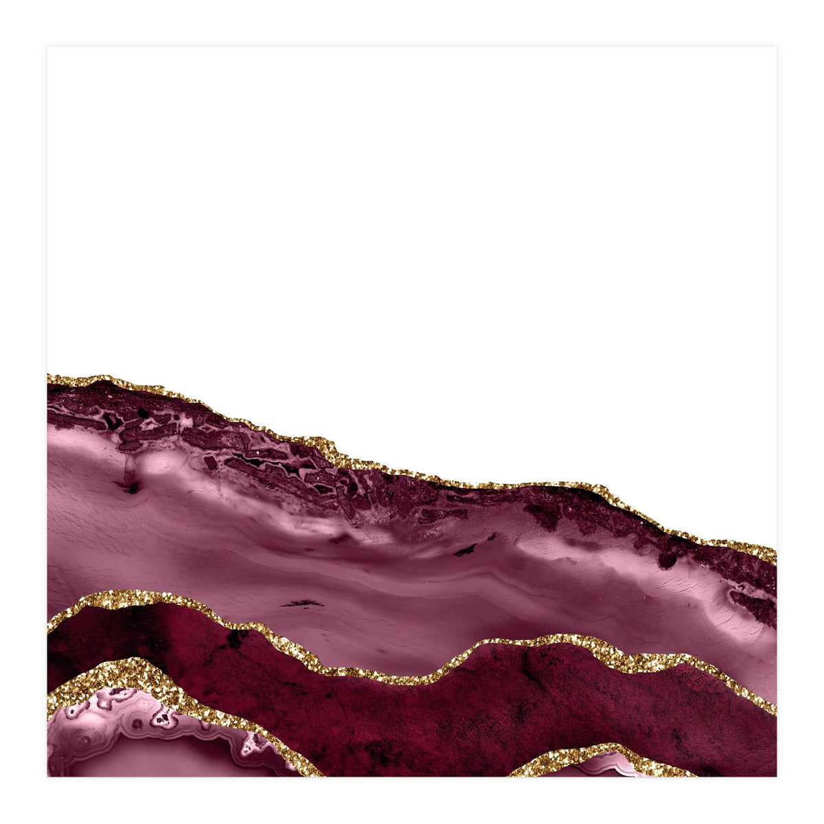 Burgundy & Gold Agate Texture 24  (Print Only)