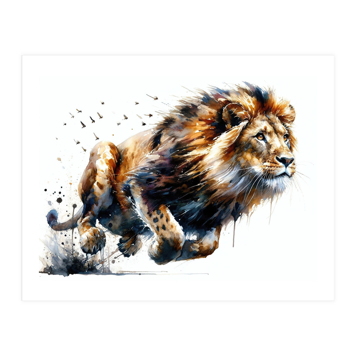 Dynamic Lion In Motion (Print Only)