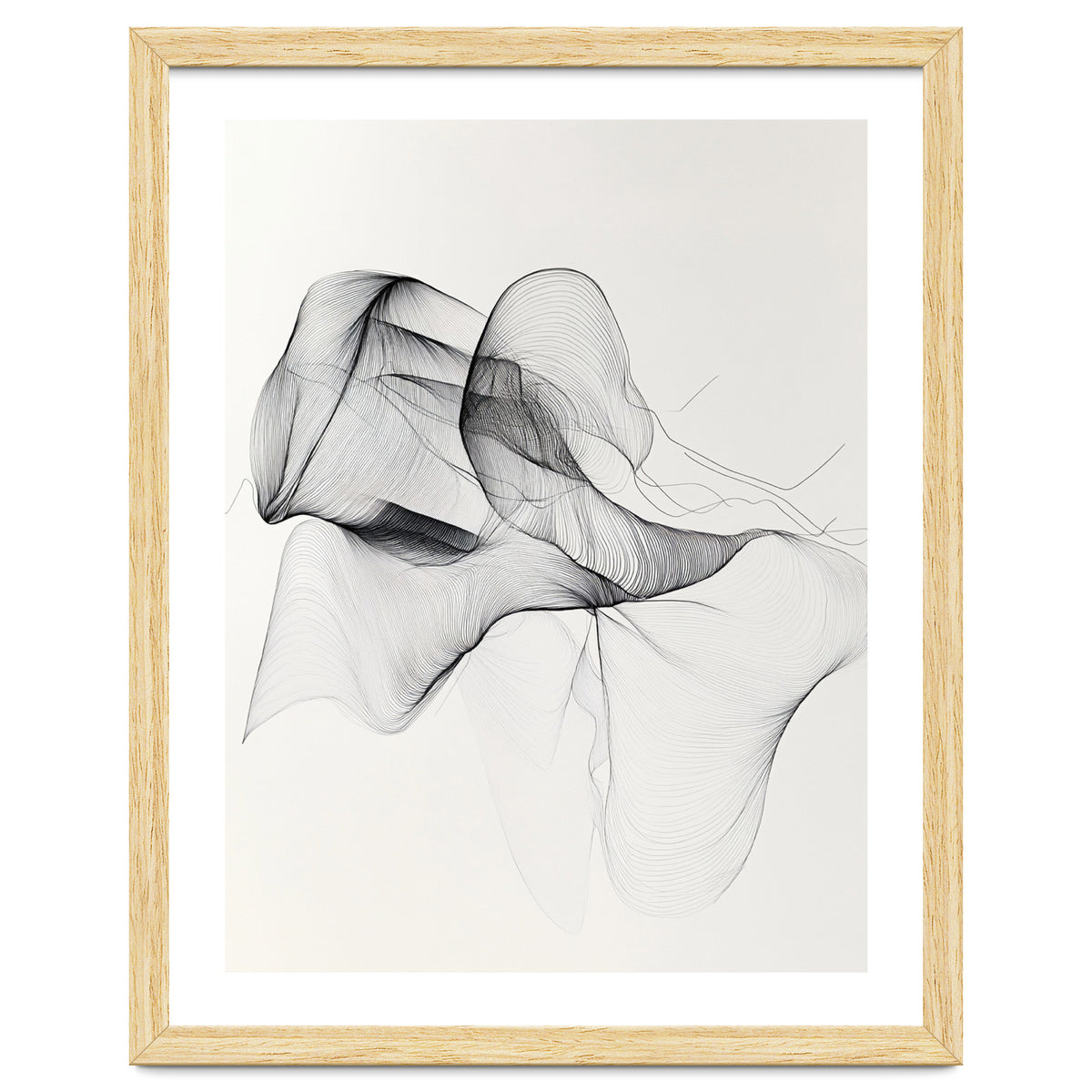 Abstract Black And White Flowing Lines Art