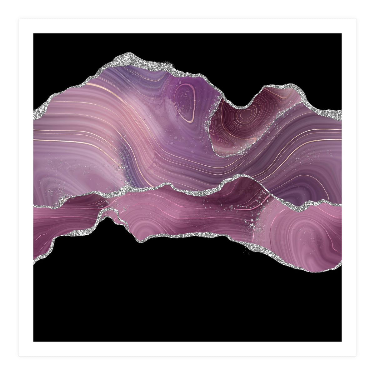 Mauve & Silver Agate Texture 04  (Print Only)