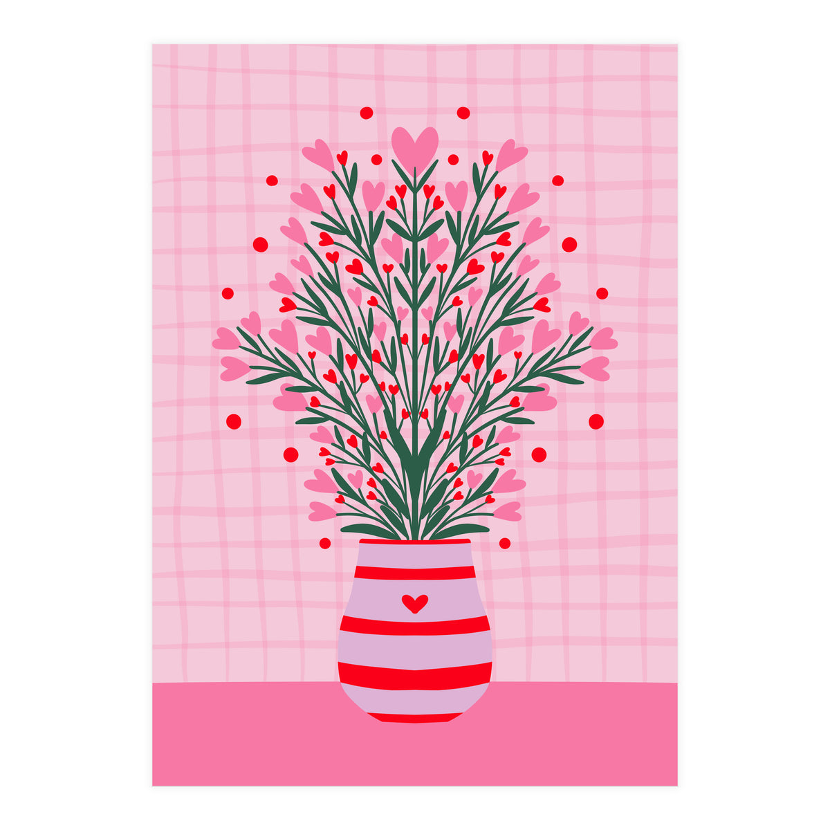 Heart Flowers Vase (Print Only)