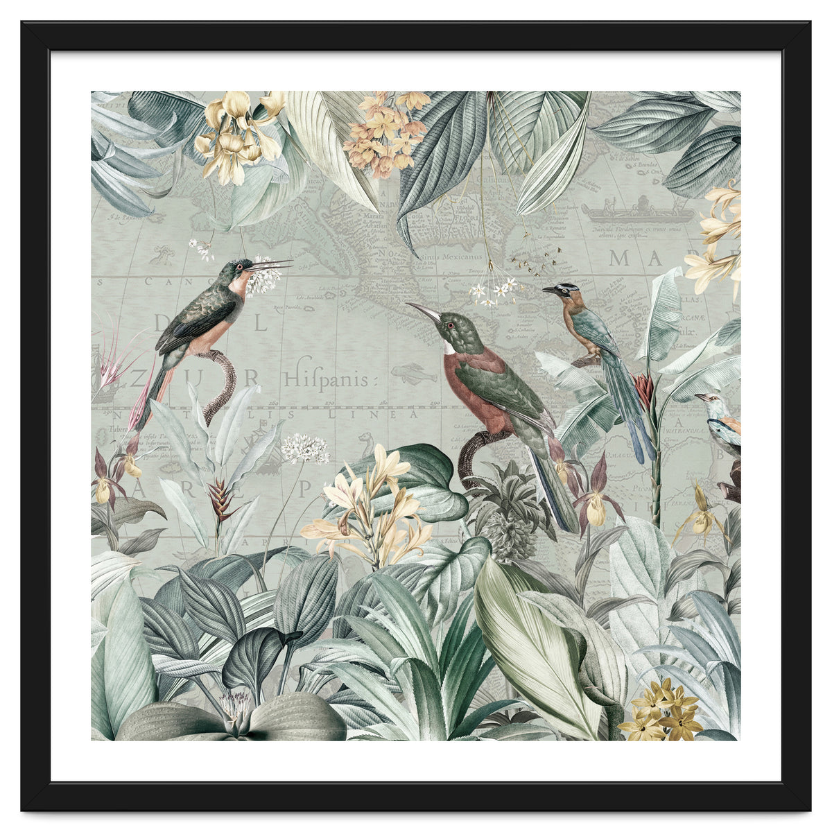 Vintage Exotic Birds Paradise Jungle