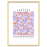 Carnations And Snowdrop January Birth Flower Floral Print thumbnail