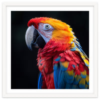Scarlet Macaw Parrot Vibrant Plumage Close Up