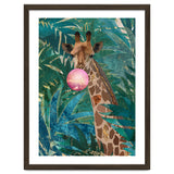 Giraffe blowing a bubble in the jungle thumbnail