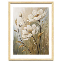 Elegant White Anemone Floral Oil Painting