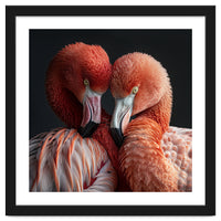 Close Up Of Two Flamingos Nuzzling Together