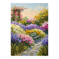 Serene Summer Garden Path Oil Painting (Print Only)