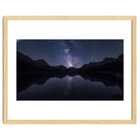 Starlit Reflection: Milky Way Over Mountain Lake
