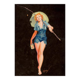 Happy Pinup Girl With A Fishing Stick (Print Only) thumbnail