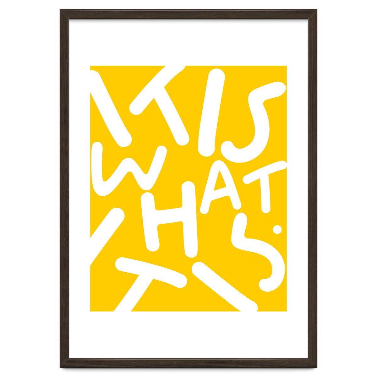 It Is What It Is. Typography Funky Quote Saying Words, Minimal Positivity Bright Yellow, Fun Quirky Eclectic Bohemian Contemporary Modern