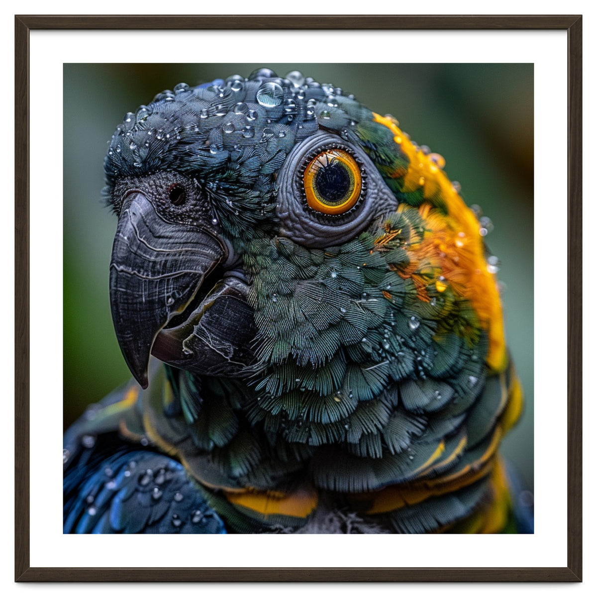 Close Up Of A Wet Macaw Parrot Head