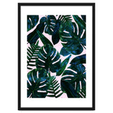 Tropical Nature Monstera Watercolor Painting, Botanical Jungle Dark Palm Illustration thumbnail