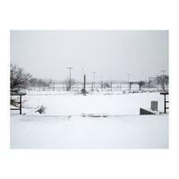 Baseball field covered in snow (Print Only)
