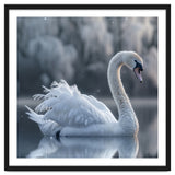 Majestic White Swan Gracefully Floating On Water thumbnail