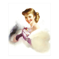 Beautiful Smiling Lady In White (Print Only)