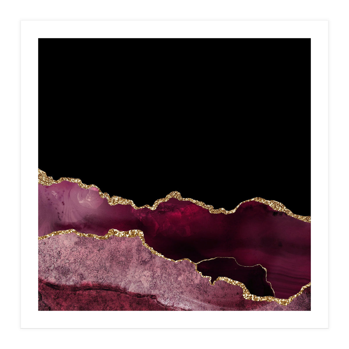 Burgundy & Gold Agate Texture 10  (Print Only)