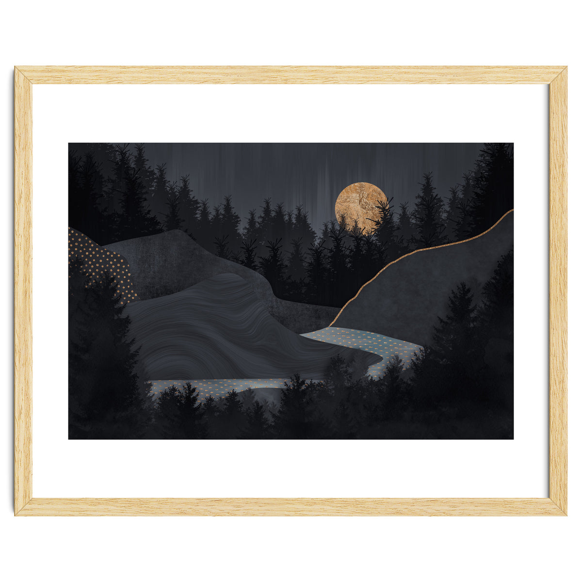 Abstract Landscape Midnight Moon
