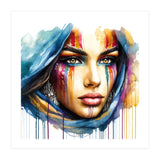 Vivid Warrior Spirit Watercolor Portrait (Print Only) thumbnail