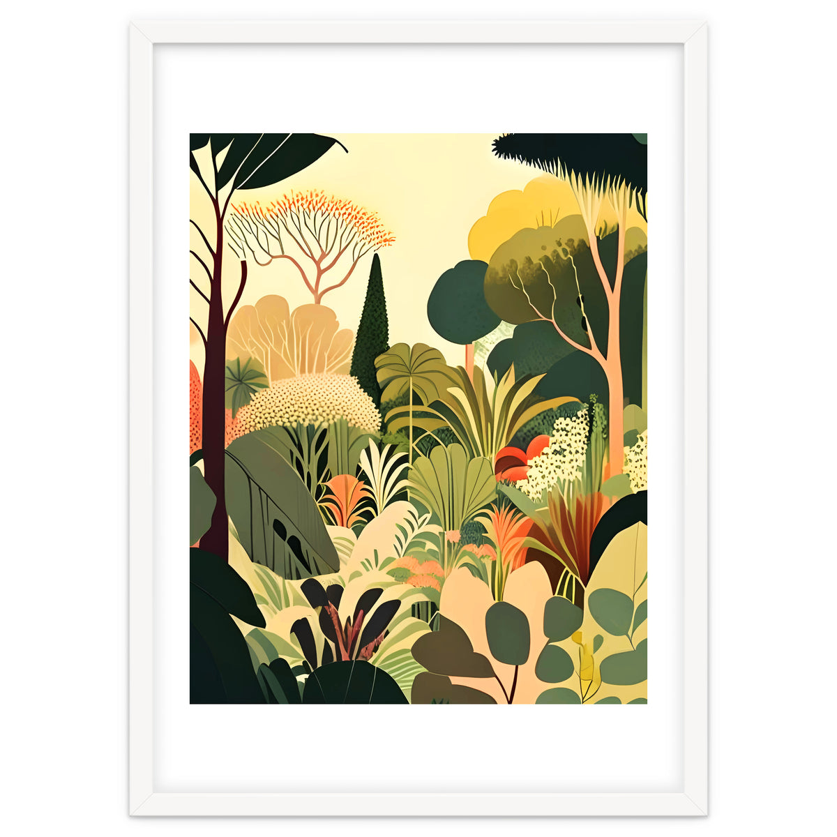 Pastel Garden, Botanical Nature Plants Jungle, Bohemian Eclectic Forest Illustration