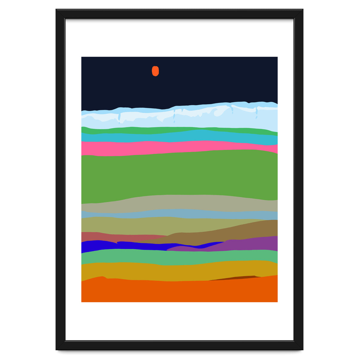 Iceland, Abstract Nature Travel Landscape, Eclectic Rainbow Retro Concept, Colorful Boho Modern Contemporary