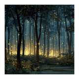 Enchanted Midnight Forest with Glowing Fireflies (Print Only) thumbnail