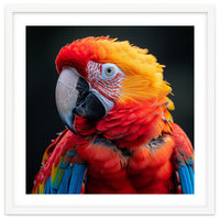 Scarlet Macaw Parrot Portrait Vivid Colors