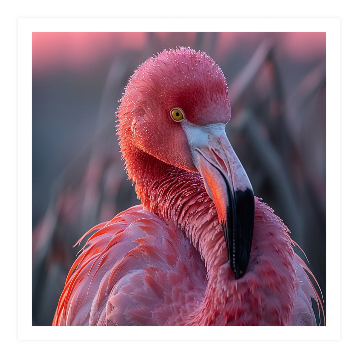 Pink Flamingo Bird Close Up Portrait (Print Only)