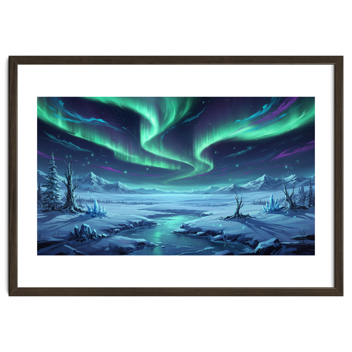 Arctic Glow: Northern Lights Winter Landscape