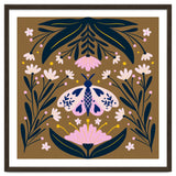 Pink Moth with Flowers on a brown background thumbnail