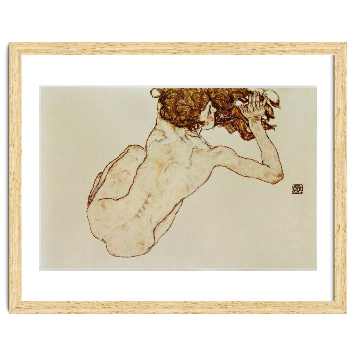 Kauernder Rueckenakt - Crouching nude,back view,1917. Gouache and pencil, 29,5 x 45 cm.