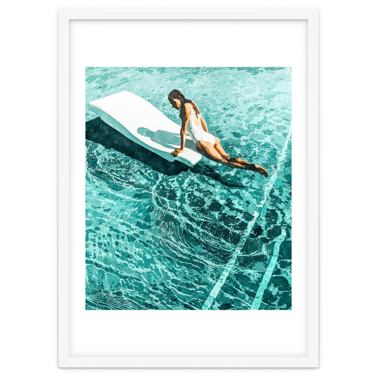 Pool Day | Summer Swimming Swim Fashion | Bath Vacation Relax Self Care Watercolor Painting