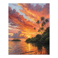 Impressionist Tropical Sunset Over Paradise Island (Print Only)
